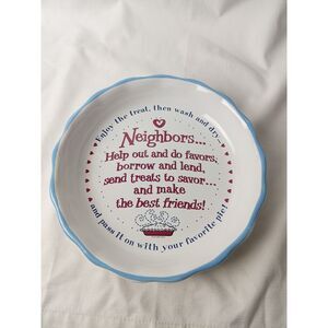 Abbey Press Neighbors Pie Plate 2004 Friendship Ceramic Baking Dish